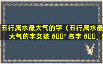 五行属水最大气的字（五行属水最大气的字女孩 💮 名字 🕸 ）